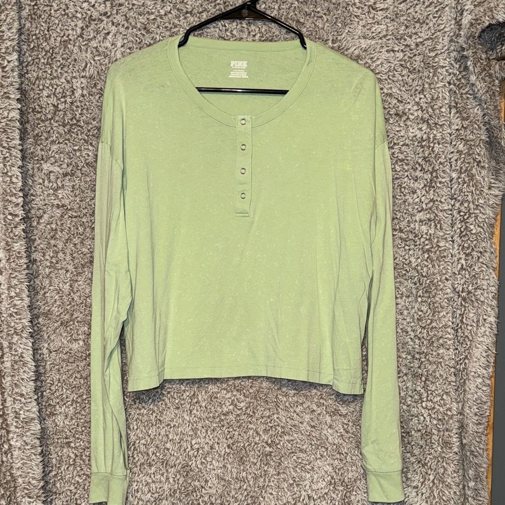 PINK Cropped Long Sleeve Shirt